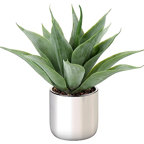 Large Agave Plant Artificial Succulent 13" Fake Aloe Vera Plant in Pot Faux Agave Plants Realistic Artificial Potted Plants for Living Room Table Bathroom Shelf Office Desk Home Indoor Decor