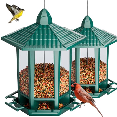 2 Pack Bird Feeders for Outdoor Hanging (Green / 2 PACK)