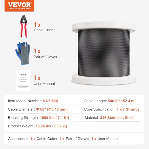 1 8 Black Stainless Steel Cable