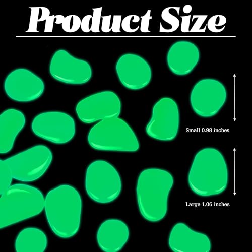 200PCS 1 1.2" Green Gardening Luminous Glow Stones Outdoor Decorations Luminous Stones Glow Stones Pebbles for Patio Landscaping Lawn Landscape Decor (200 Count)