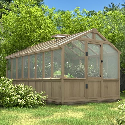 8 x 16 FT Wooden Greenhouse for Outdoor (Brown / 8x16 FT)