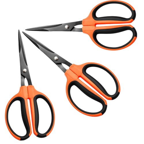 3 Packs Trimming Scissors Teflon Coated Non Stick Blades Pruning Shears Gardening Hand Pruning Snips with Straight Stainless Steel Precision Blade (3 Count)