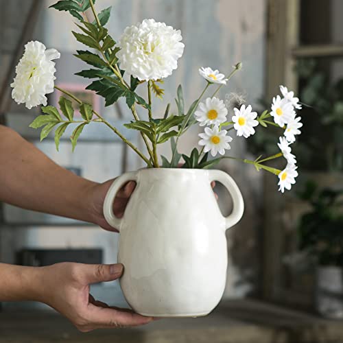 White Ceramic Vase with Handles