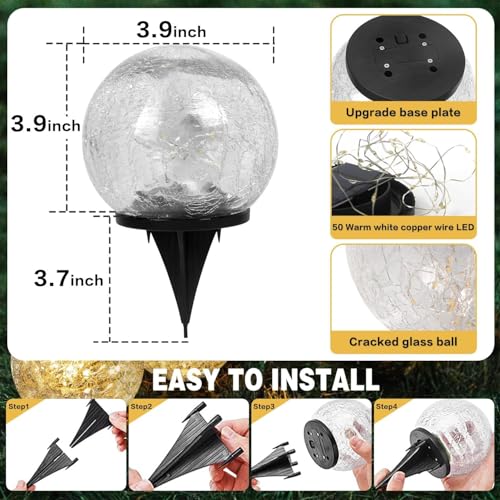 4 Pack 3.9" Solar Garden Lights Outdoor Waterproof (4 Pack / Multicolor)