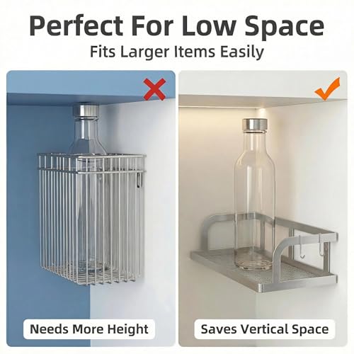 2 Pack 16.5" Extra Long Slim Hollowout Shower Caddy (Silver Grey / U-Shape Easy Access (16.5" Extra Long))