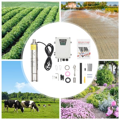 3 Inch Solar Water Pump Submersible Well Deep Bore Screw Well Garden Irrigation Kit with MPPT Controller