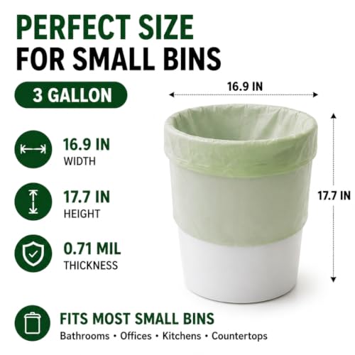 3 Gallon Compostable Trash Bags (200 Count (Pack of 1))