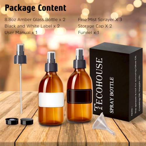 Amber Glass Spray Bottles 8.8 oz (2 Count)