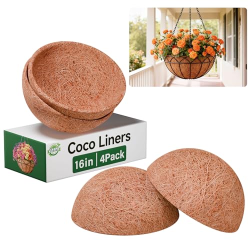 4 Pack 16 Inch Coconut Liners for Hanging Baskets Replacement (16inch)