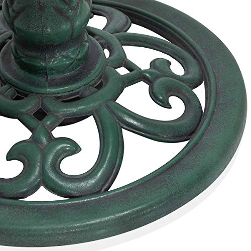 TEC116 Outdoor Aged Green Pedestal Birdbath with Scrollwork