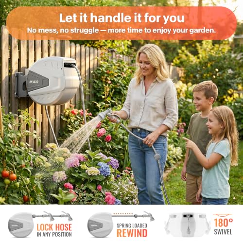 Retractable Rubber Hybrid Garden Hose Reel (5 Count)