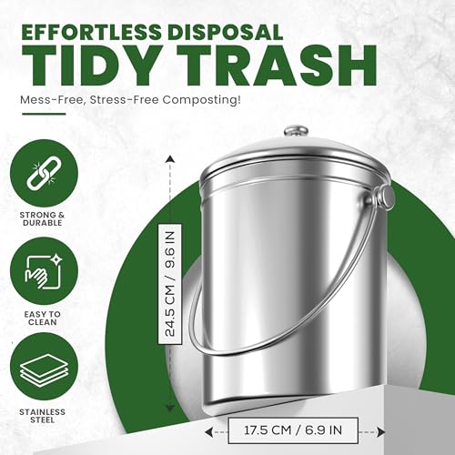 Countertop Compost Bin 1 Gallon (1 Gallon (Pack of 1) / Silver)