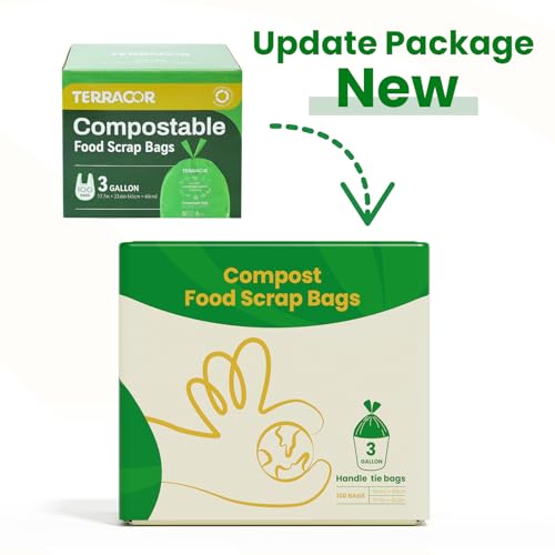 Compost Bags Handle Tie Food Scrap Bags 3 Gallon (100 Count)
