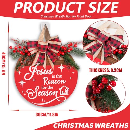 Christmas Wreaths Door Sign Jesus is The Reason for The Season Sign (Christmas Door Sign-b)
