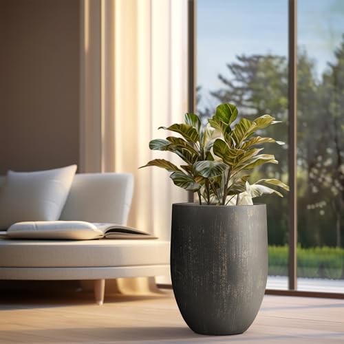 Large Round Bullet Vintage BRN Concrete Planter 21.7" Tall (Antique Bronze / 21.7" h)