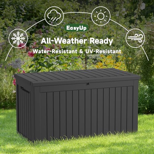 280 Gal Waterproof Deck Box Outdoor Storage Box Black