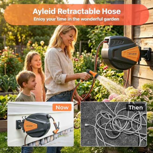 Retractable Rubber Hybrid Garden Hose Reel
