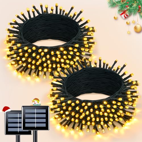2 Pack Solar String Lights (Warm White / 100LED*2)