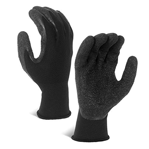 Crinkle Latex Rubber Coated Safety Work Gloves for Men Women (12 Count)