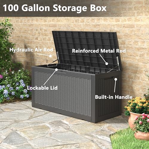 100 Gal Outdoor Storage Box Waterproof Lockable