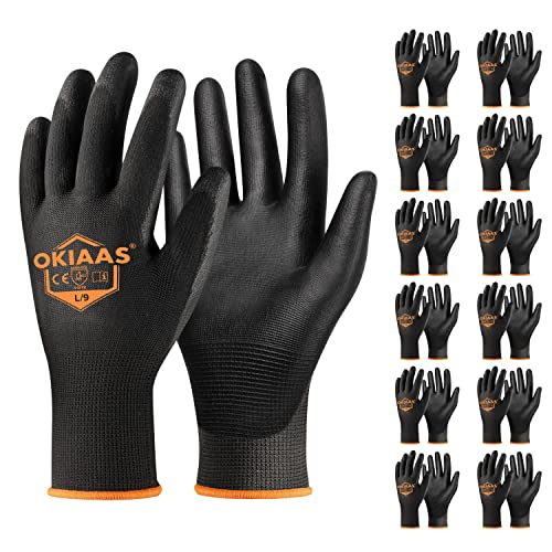 PU Coated Work Gloves Men (12 Count)