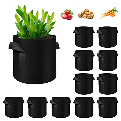 12 Pack 5 Gallon Plant Grow Bags (12 Count)