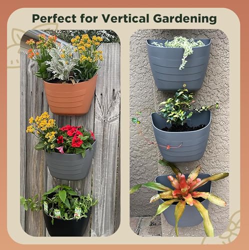 12 Inch Self Watering Wall Planter for Indoor & Outdoor Use (Black / 12 inches - WITH PLUG)