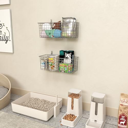 2 Sets Grey Extra Large Hanging Wall Basket with Steel Hooks (2 Count)