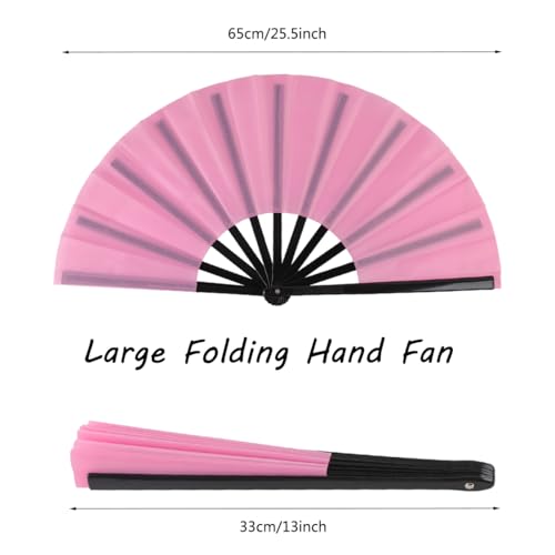 2 Pack Large Folding Hand Fan for Men (2 Pink)
