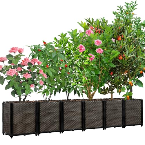Large Raised Planter Box Outdoor Self Watering 94.4"x15.7"x19.7"