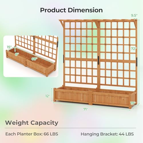 Large Raised Garden Bed with Trellis & Roof (Orange / 71"Lx19"Wx72"H)