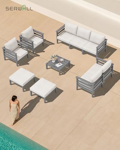 HDPE Patio Furniture Set (Grey/Khaki / 6 Pieces)