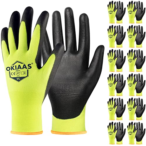 PU Coated Work Gloves Men (12 Count)