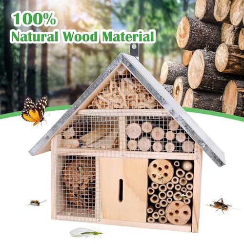 Hanging Bee House Wooden Insect House (72 Count)