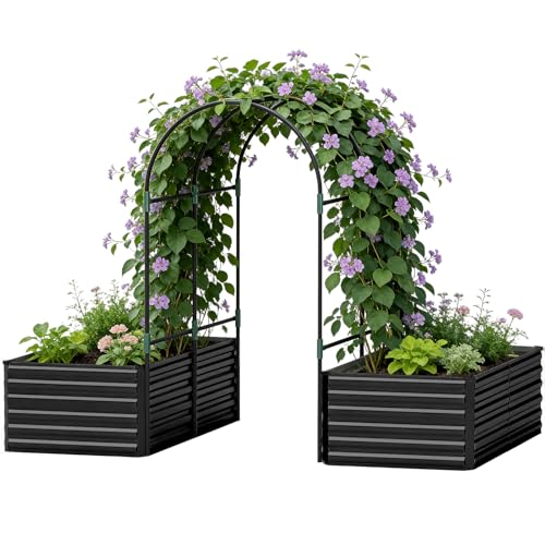 6x3x2ft Raised Garden Bed Outdoor (Black / Arched Trellis with 2 Beds-6x3x2 FT)