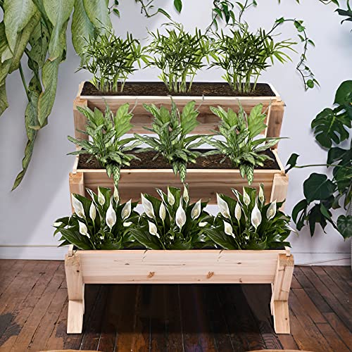 3 Tiers Wooden Vertical Raised Garden Bed with Legs