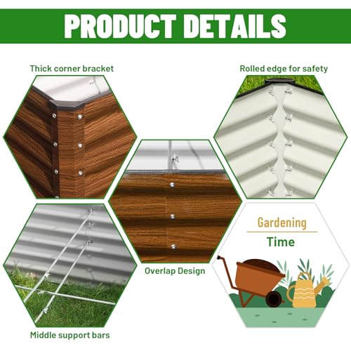 Galvanized Raised Garden Bed 4x4x2FT Outdoor Large Metal Planter Box Steel Kit for Planting Vegetables