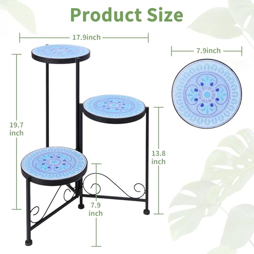 3 Tier Mosaic Ceramic Top Plant Stand