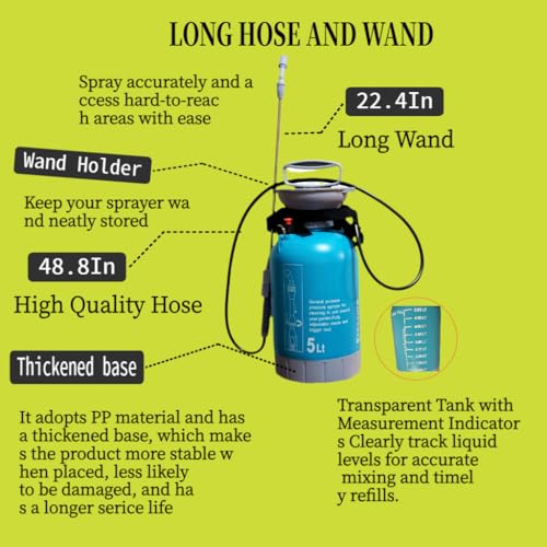 Upgraded Reinforced 1.3 Gallon Pump Pressure Sprayer