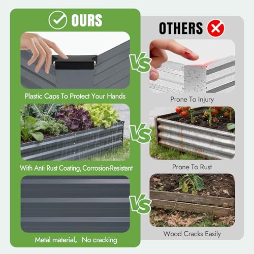 Galvanized Raised Bed (Gray / 6x3x1ft(2 pack))