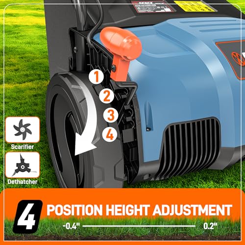 12 Amp 13 Inch Corded Electric Dethatcher and Scarifier with Collection Bag