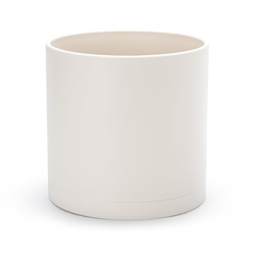 Plastic Planter Pot with Saucer (10 Inch / Oatmeal)
