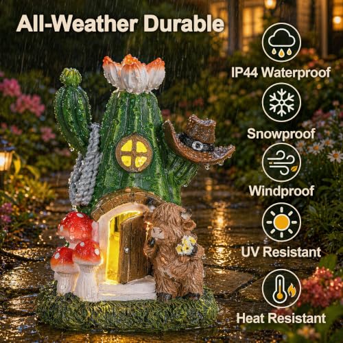 Fairy House Outdoor Figurine Lights (Mushroom House Cow)