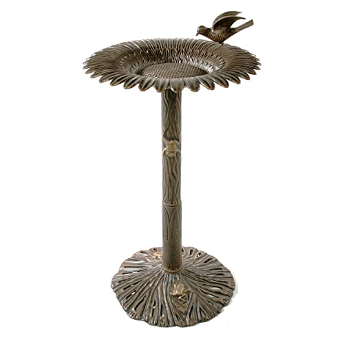 5065AB Antique Bronze Sunflower Design Aluminum Birdbath (Bronze)