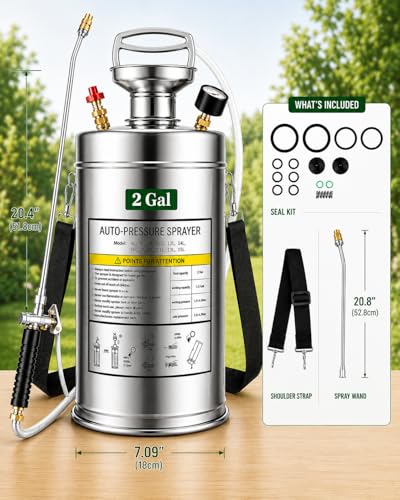 2Gal Stainless Steel Pump Up Sprayer Reinforced Hose