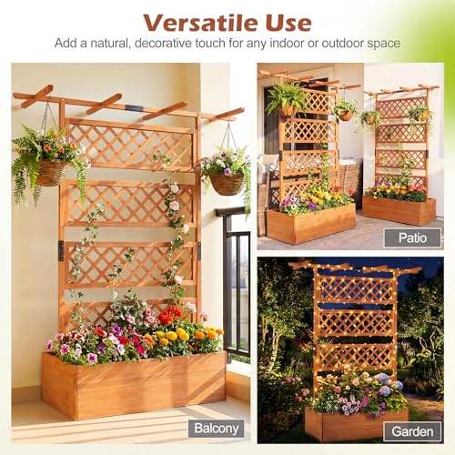 Raised Garden Bed with Trellis (Orange / 60"Lx22"Wx72"H)
