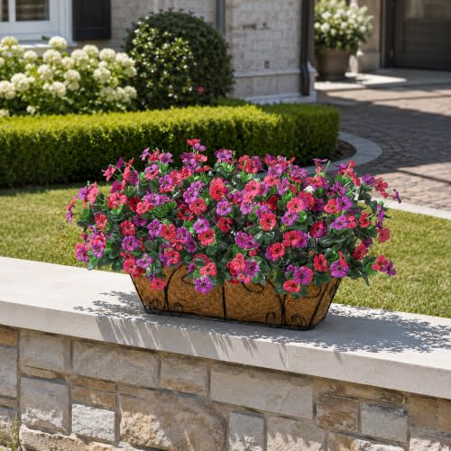 Artificial Flowers for Outdoor Indoor Garden Home Decoration (Fabric Purple Pink)