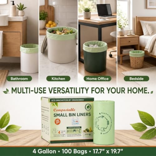 4 Gallon Compostable Trash Bags (100 Count (Pack of 1))