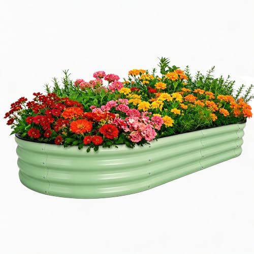 Galvanized Raised Garden Beds Outdoor (Green / 8 x 4 x 1 ft)