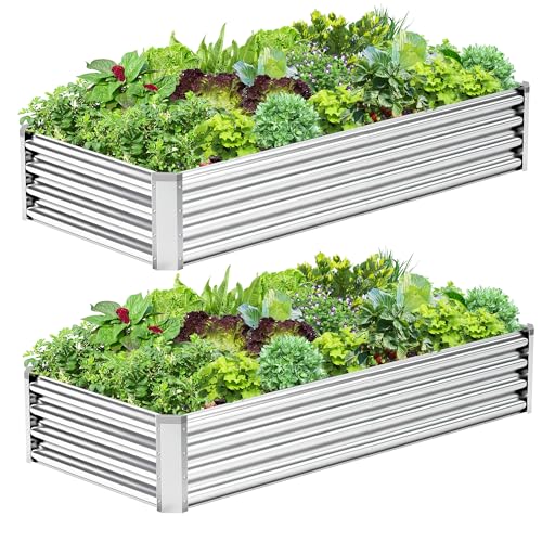 2PCS 6x3x1FT Galvanized Raised Garden Bed (2 Count)